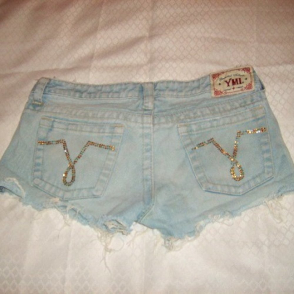 Shorty Jean Shorts YMI 5 Faded Blue Distressed